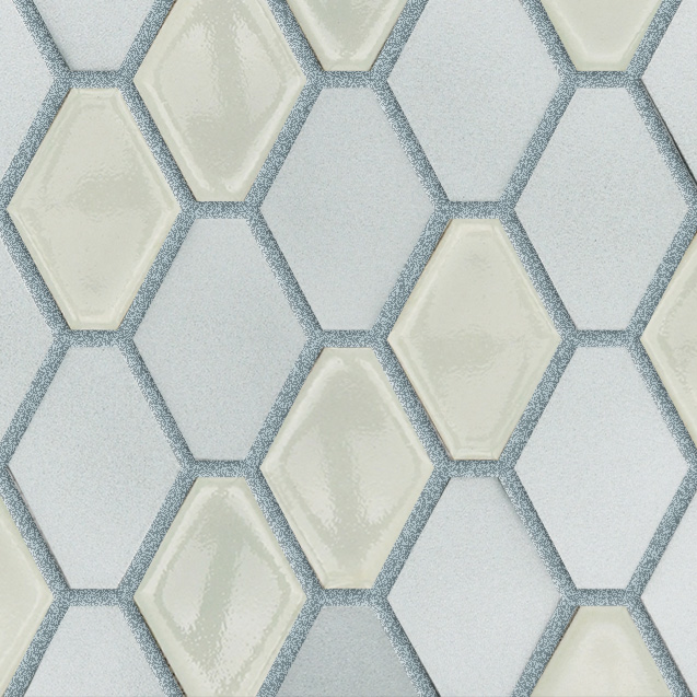 Estuary Elongated Hexagon Mosaic on a 12 x 12 Mesh - NOVA Tile & Stone