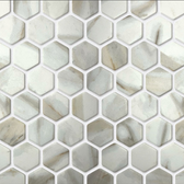 Panorama Glass Small Hexagon Mosaic on 13 x 11 Mesh - NOVA Tile & Stone