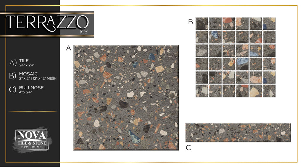 Terrazzo 4" x 24" Bullnose Trim - NOVA Tile & Stone